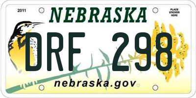 NE license plate DRF298