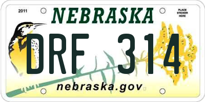 NE license plate DRF314