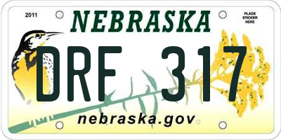 NE license plate DRF317