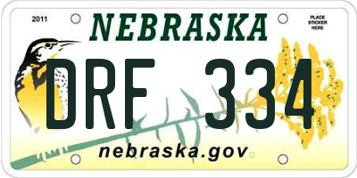 NE license plate DRF334
