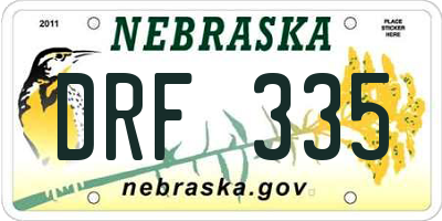 NE license plate DRF335