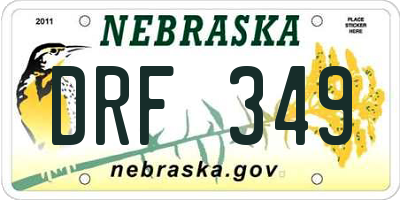 NE license plate DRF349