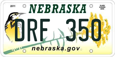 NE license plate DRF350