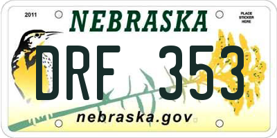 NE license plate DRF353