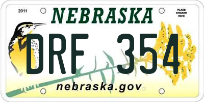 NE license plate DRF354