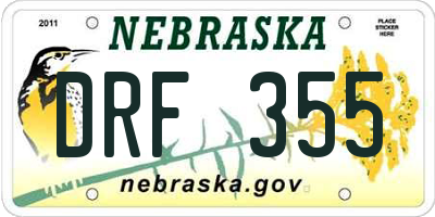 NE license plate DRF355