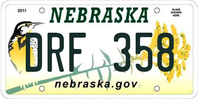 NE license plate DRF358