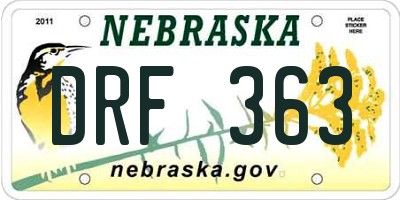 NE license plate DRF363