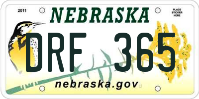 NE license plate DRF365