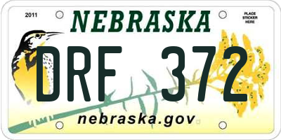 NE license plate DRF372