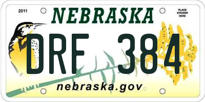 NE license plate DRF384