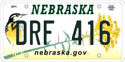 NE license plate DRF416