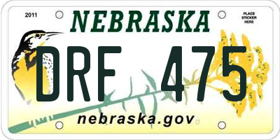NE license plate DRF475
