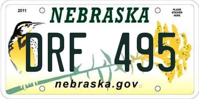 NE license plate DRF495