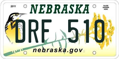 NE license plate DRF510