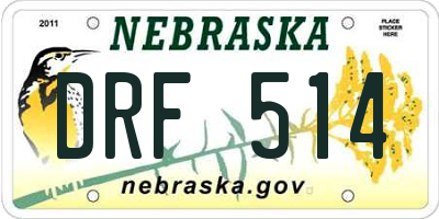 NE license plate DRF514