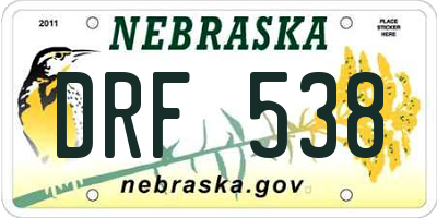 NE license plate DRF538