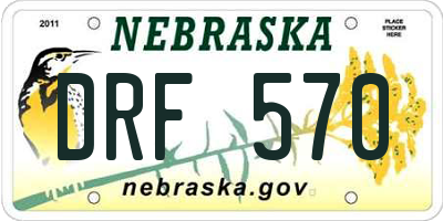 NE license plate DRF570