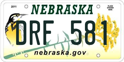 NE license plate DRF581