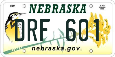 NE license plate DRF601