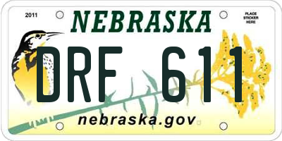 NE license plate DRF611