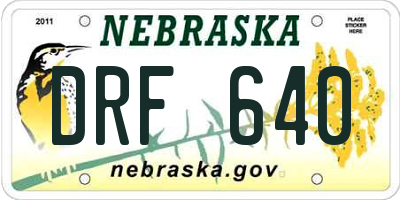NE license plate DRF640
