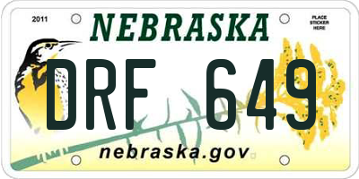 NE license plate DRF649