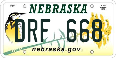 NE license plate DRF668