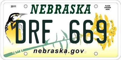 NE license plate DRF669