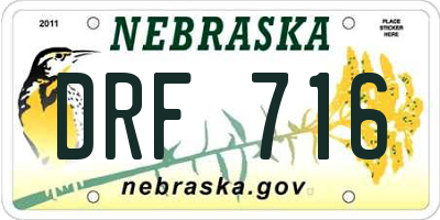 NE license plate DRF716