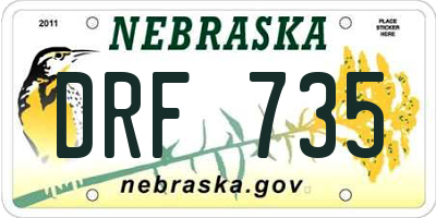 NE license plate DRF735