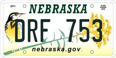 NE license plate DRF753