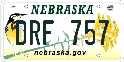 NE license plate DRF757