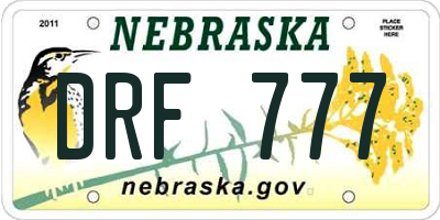 NE license plate DRF777