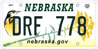 NE license plate DRF778