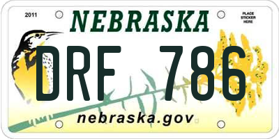 NE license plate DRF786