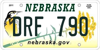 NE license plate DRF790
