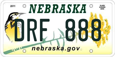 NE license plate DRF888