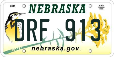 NE license plate DRF913