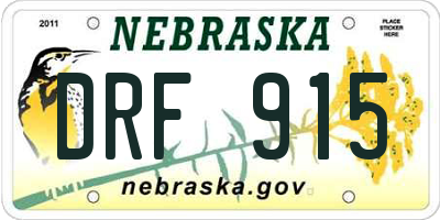 NE license plate DRF915