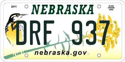 NE license plate DRF937
