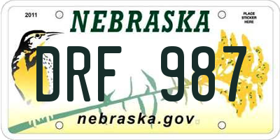 NE license plate DRF987
