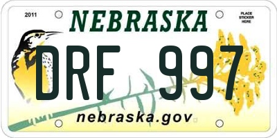 NE license plate DRF997