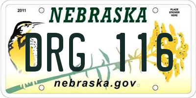 NE license plate DRG116