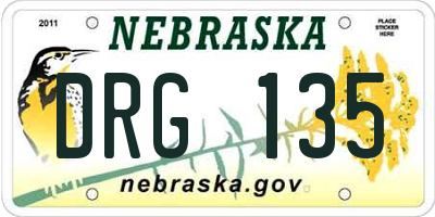 NE license plate DRG135