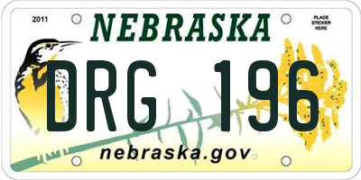 NE license plate DRG196