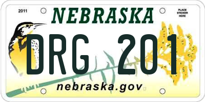 NE license plate DRG201
