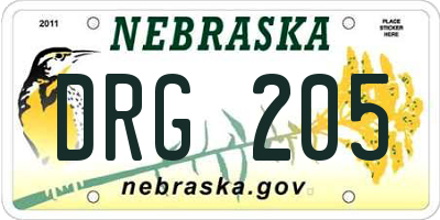 NE license plate DRG205