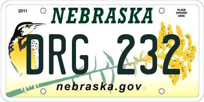 NE license plate DRG232