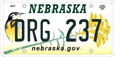 NE license plate DRG237